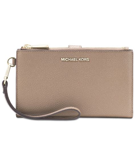 michael kors adele double-zip pebble leather phone wristlet|Adele pebble phone wristlet.